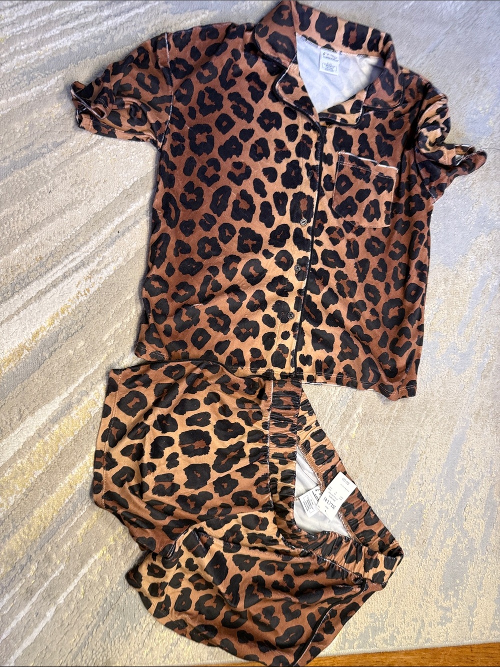 art class Brown and Black Leopard Print Short Pajama Set